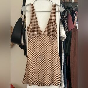 Brown checkered summer dress - vrg grl